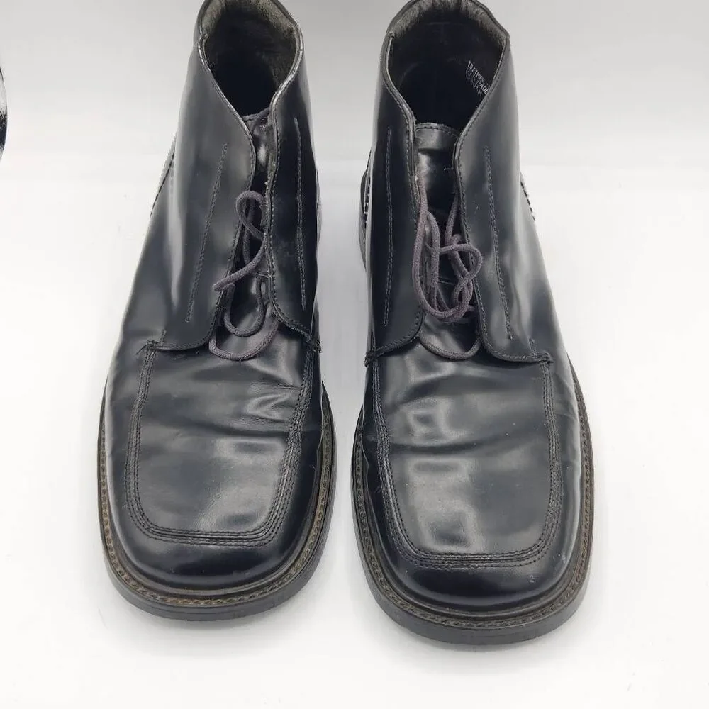Men's Size 8.5M Black Leather Square Toe Heeled Dress Shoes